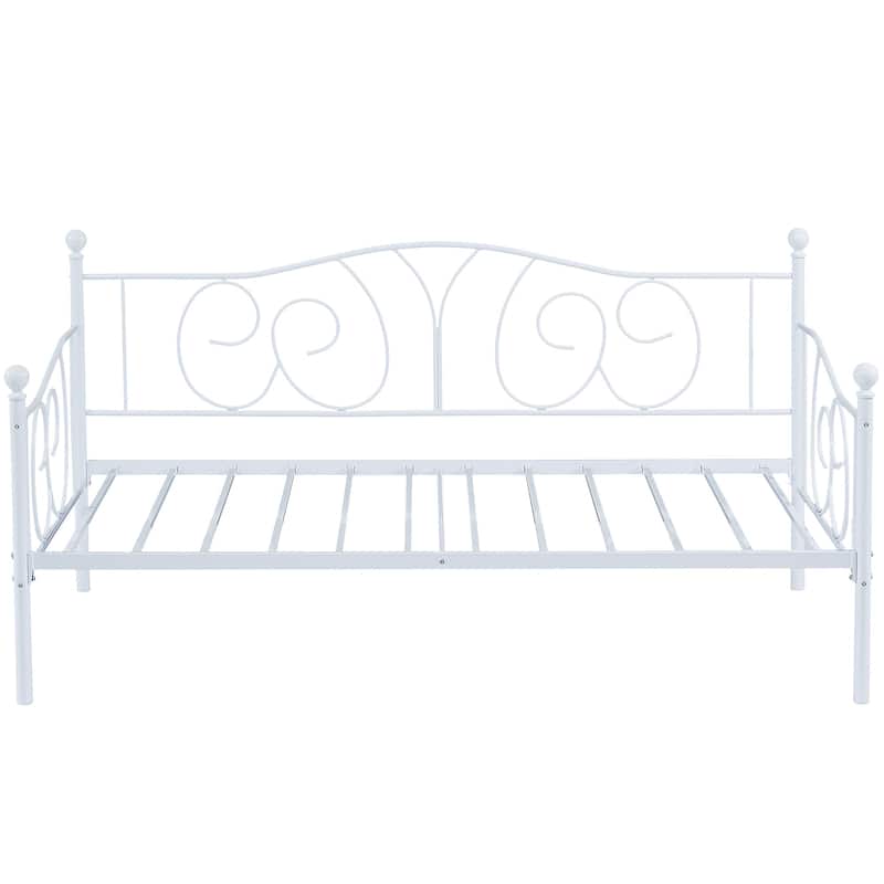 Javlergo Twin Metal Daybed Frame with Slats, Classic Mattress Foundation, No Box Spring Needed