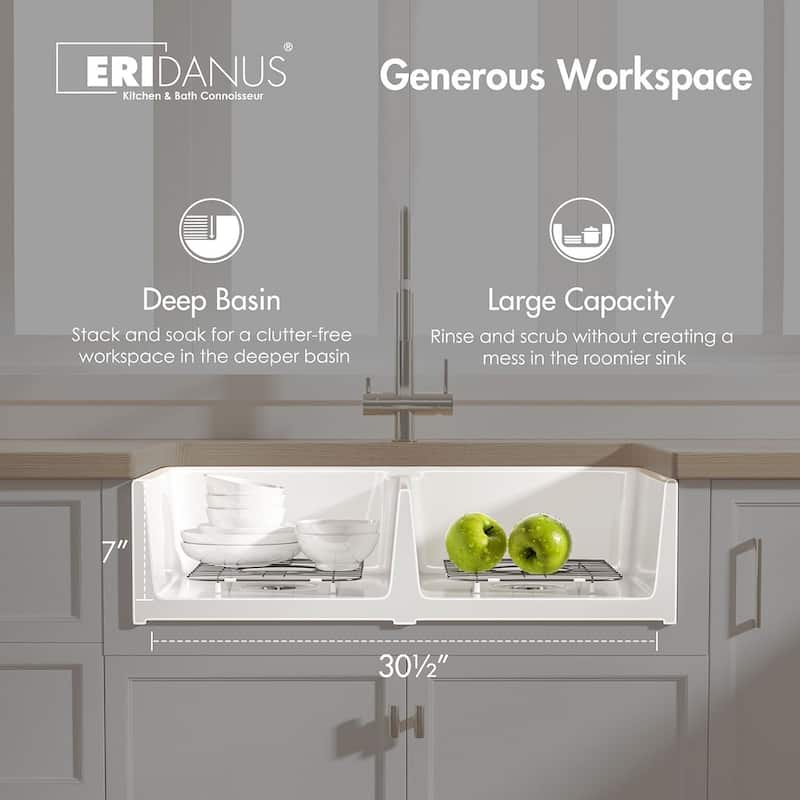Eridanus Brooklyn Farmhouse Apron Double Bowl Kitchen Sink