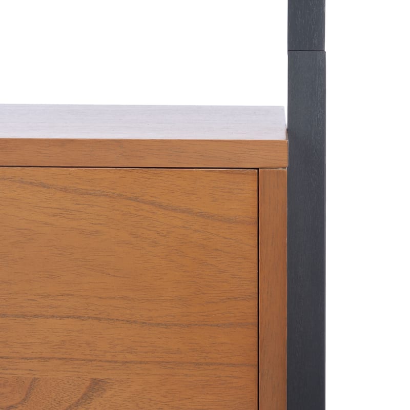 SAFAVIEH Ilianka Natural/Charcoal 3-Shelf 1 Door Etagere - 25" W x 15.4" L x 72" H - 25Wx15Dx72H