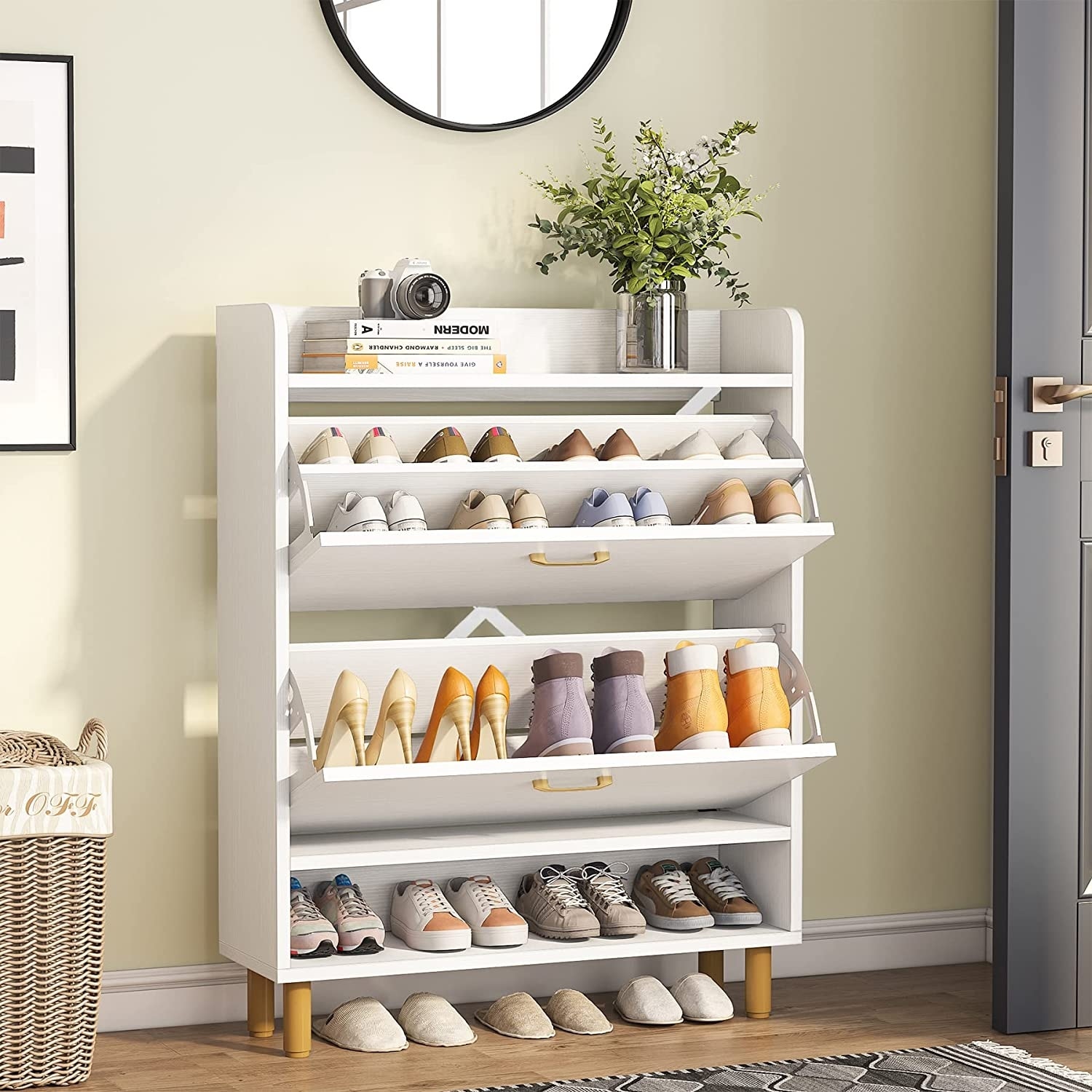 Brown discount shoe storage
