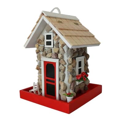 Home Bazaar 10" x 7" x 7" Fieldstone Guest Cottage Birdfeeder - Stone