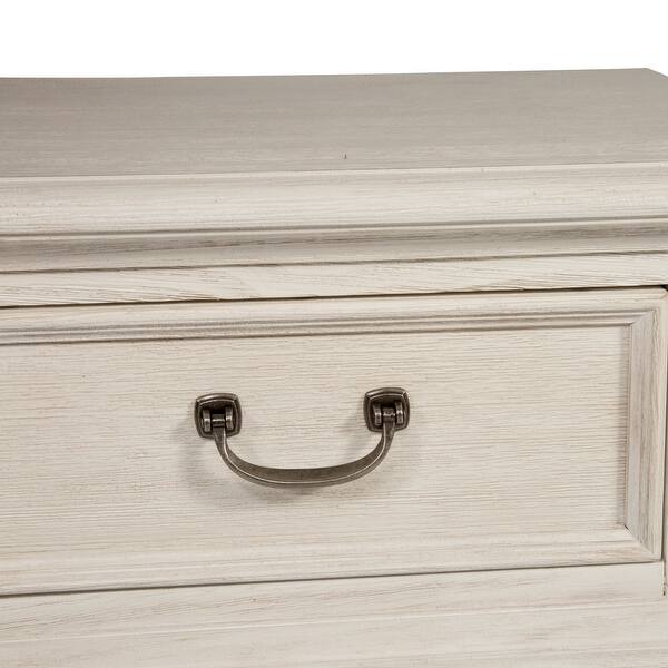 Shop Bayside Antique White Wire Brushed 1 Drawer Leg Nightstand Overstock 17433113