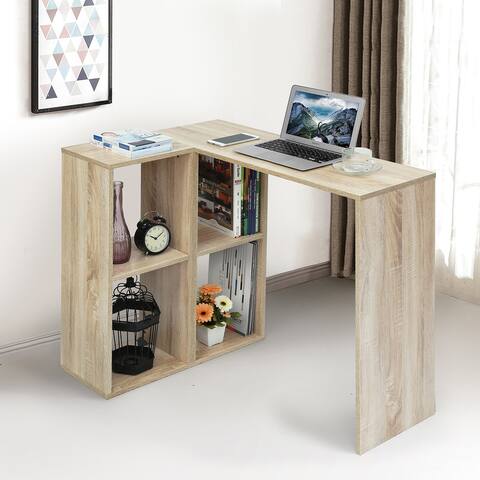 Mordern Wooden L-shape Desk with 4 Storage Spaces