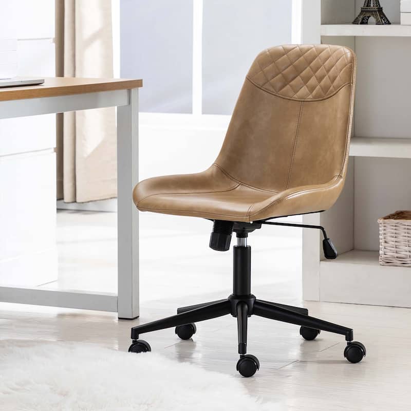 Curved Faux Leather Task Chair Air Lift Office Chair