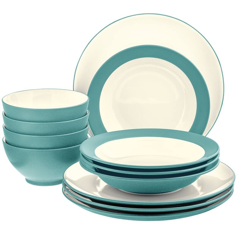 Noritake Colorwave 12-Piece Coupe Dinnerware Set, Service For 4 - Turquoise