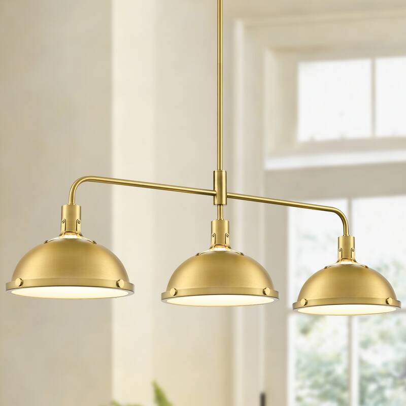 3-Light Farmhouse 3-Light Dome Chandelier Metal Pendant Light - Large Dome Pendant