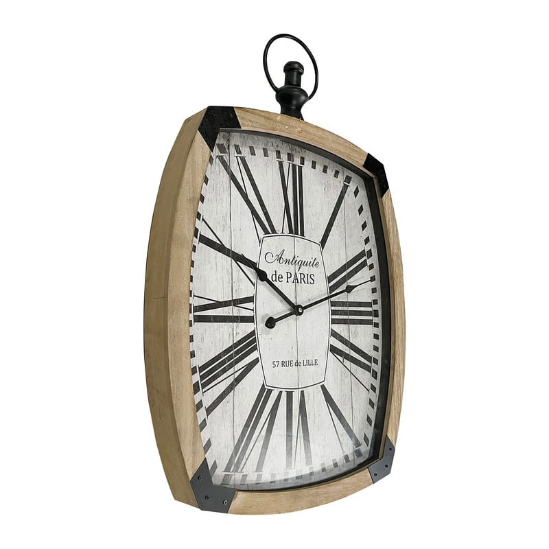 Kiara Wood Rectangle Farmhouse Style Wall Clock - 27"H x 17.75"W x 2.5"D