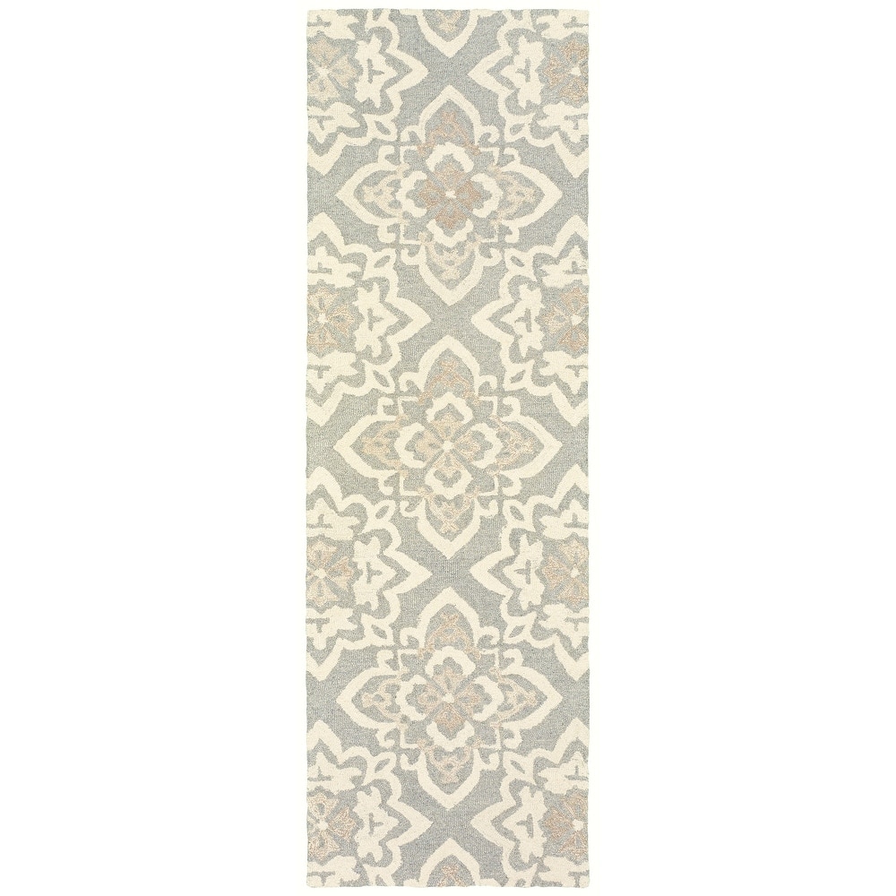 Style Haven Celena Floral Lattice Handcrafted Undyed Wool Area Rug
