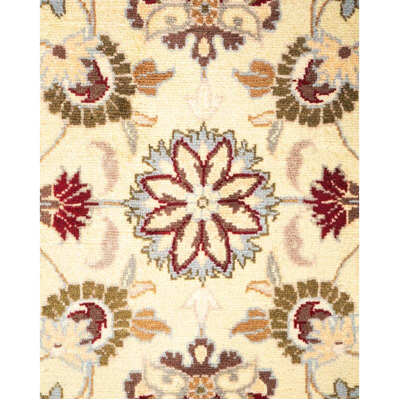 Overton Handknotted Wool Traditional Oriental Ivory Square Area Rug - 6' x 9'