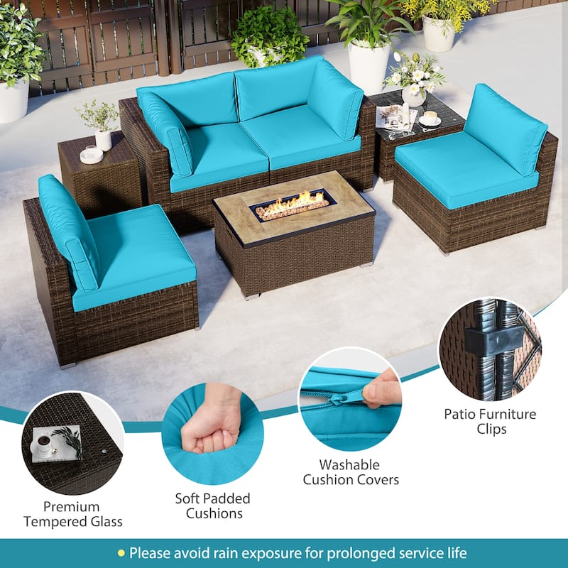 Costway 7 Pieces Outdoor Furniture Set with 32" Fire Pit Table and - See Details