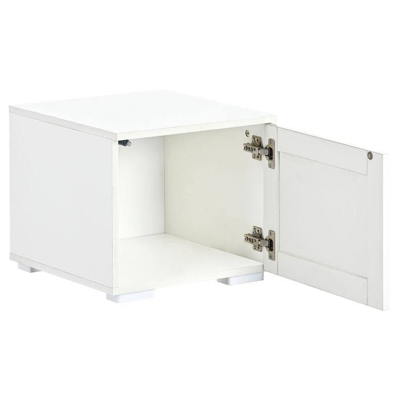 3-Piece Extended TV Stand with Color-Changing LED Lights - Rattan Style, Push-to-Open Doors, 82" Entertainment Center