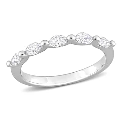 Miadora 1/2ct TW Marquise Shape Diamond Semi-Eternity Band in Platinum