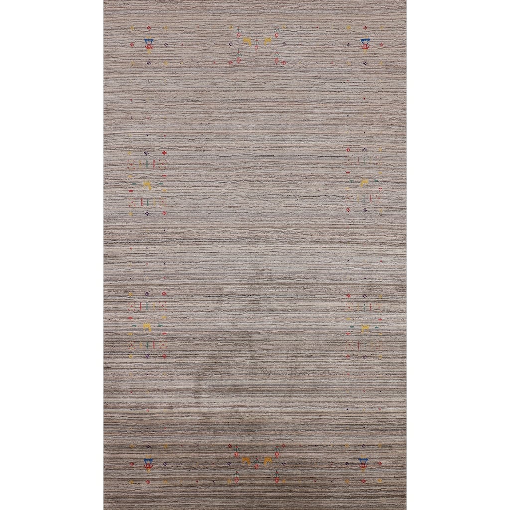 Earth Tone Gabbeh Oriental Area Rug Handmade Wool Carpet - 4'11" X 7'11"