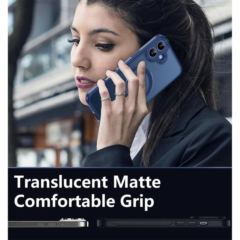 iPhone 16 360° Adjustable Stand Compatible with MagSafe, Translucent Cover with Magnetic Ring Case Non-Slip and Shockproof