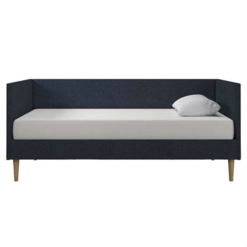 Twin Mid-Century Modern Dark Blue Linen Upholstered Daybed - Dark blue