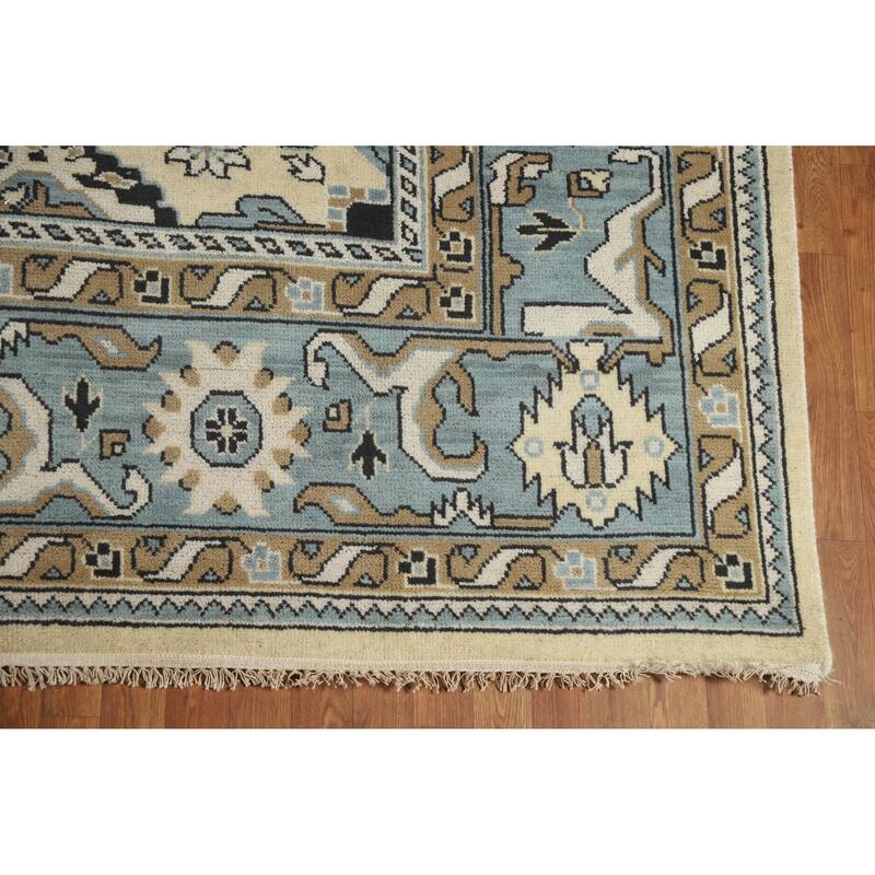 Oushak Area Rug Handmade Transitional Beige Wool Carpet - 9'2" x 11'11"