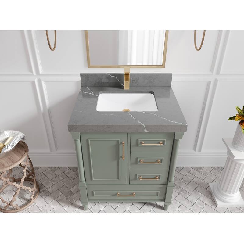 Willow Collections 30 in. W x 22 in. D Aberdeen Single Sink Bathroom Vanity with Countertop - 2" Piatra Gray - Evergreen