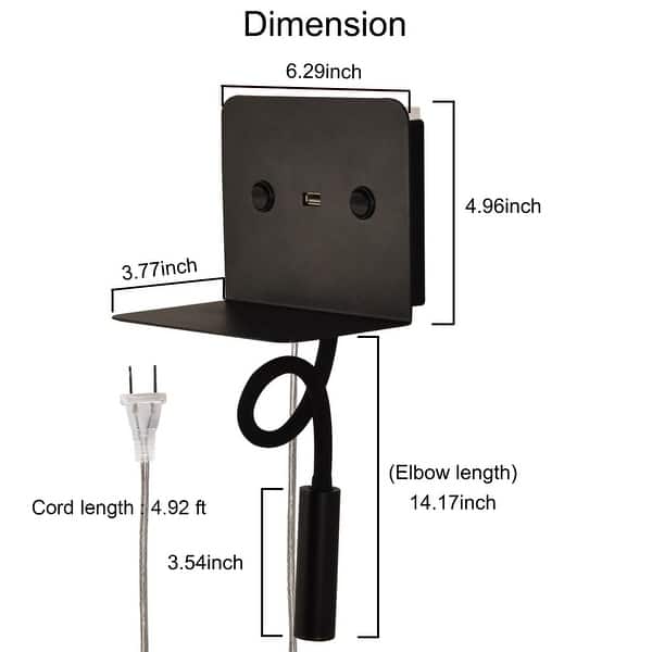 Kalb I Avay Bed Panel With USB-C Modern LED Wall Light, Reading Light With Charging Possibility, Night Light For Bedroom, Black Spotlight (Left And Right Side