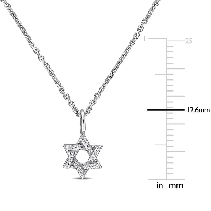 Miadora Diamond Accent Star of David Pendant with Chain in 14k White Gold - 17 in