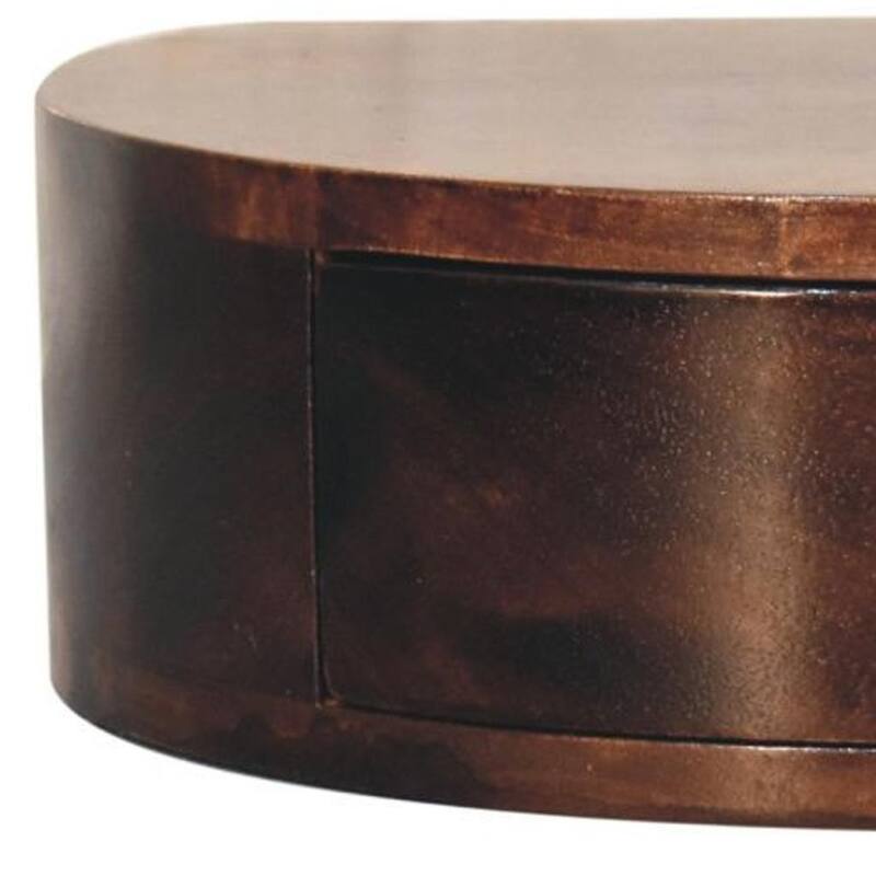 HomeRoots 16" Walnut Solid Wood One Drawer Half Moon Floating Nightstand