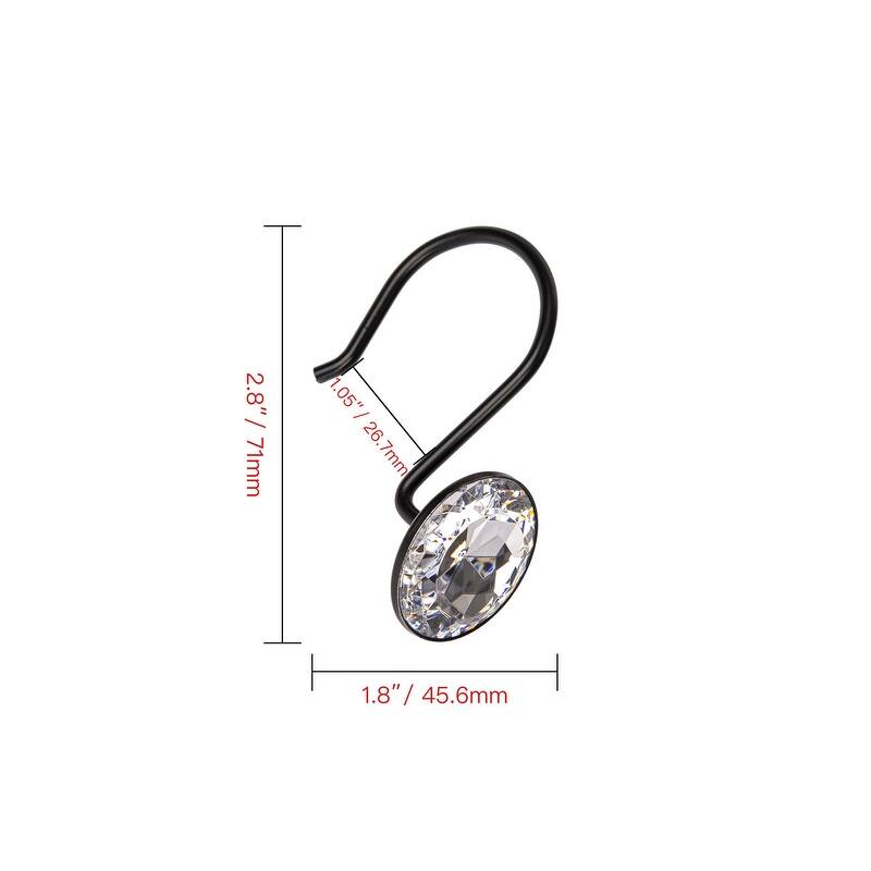 Utopia Alley Shower Curtain Hooks for Bathroom, Rust Resistant Shower Curtain Hooks Rings, Crystal Design, Set of 12