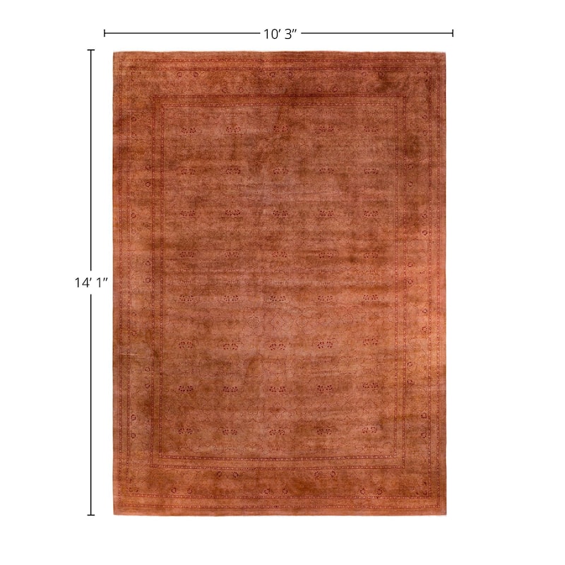 Overdyed, One-of-a-Kind Hand-Knotted Area Rug - Pink - 10' 3" x 14' 1"