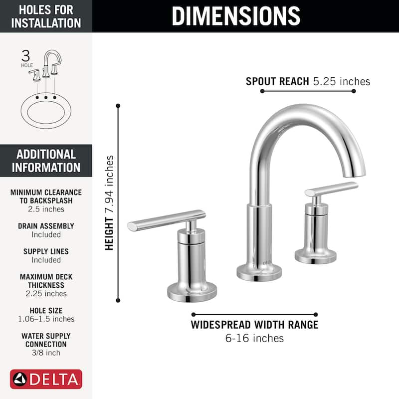 Delta 35442-MPU-DST Altado 1.2 GPM Widespread Bathroom Faucet with