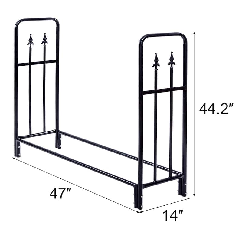 Costway 4 Feet Outdoor Heavy Duty Steel Firewood Log Rack Wood Storage