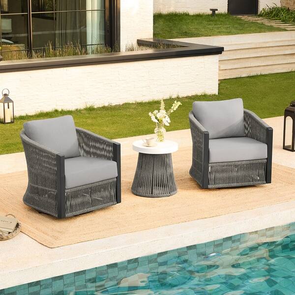 Carlos Outdoor Patio Furniture Bistro Set Swivel Chair