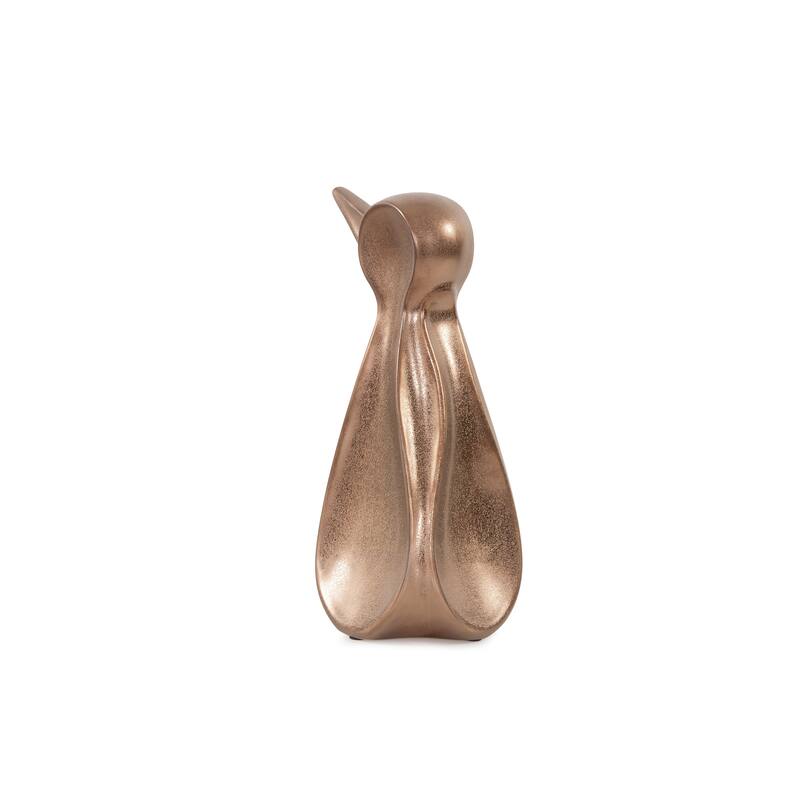 Allan Andrews Antique Brass Ceramic Penguin Sculpture - 10.75"H x 4.5"W