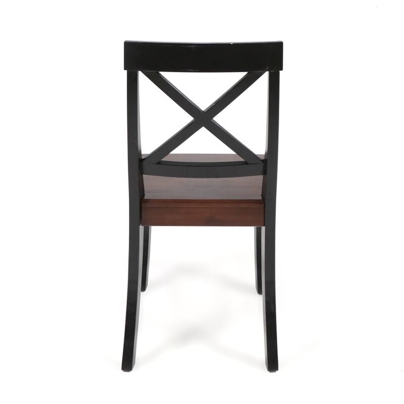 Country Set of 2 Dining Chairs with X-shaped Back, Solid Wood Frame for Dining Room Living Room Balcony and Patio