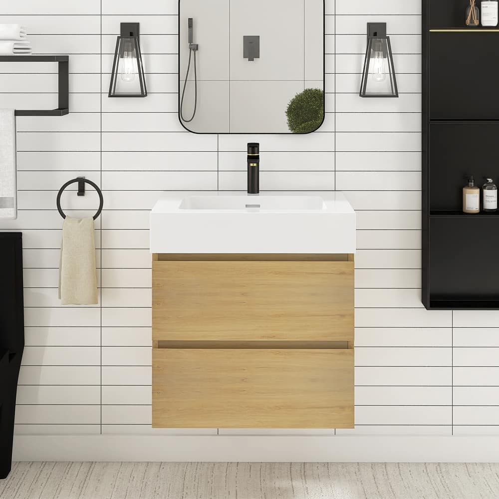 Floating Bathroom Vanity with Solid Surface Top