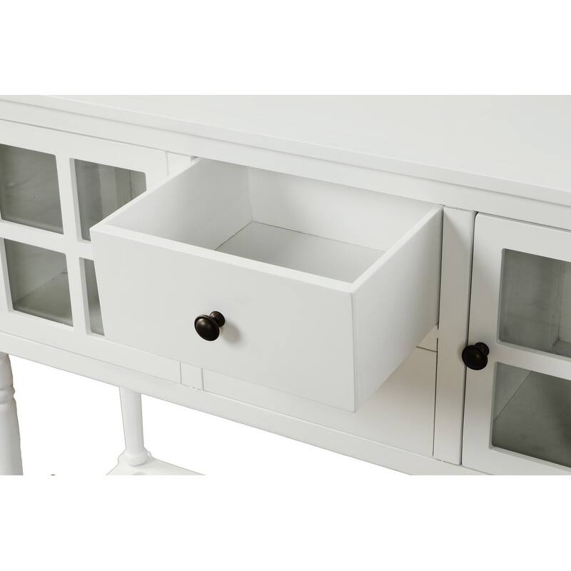Farmhouse Sideboard with Glass Cabinets & Drawers - Rustic Console Table for Dining Room & Living Room