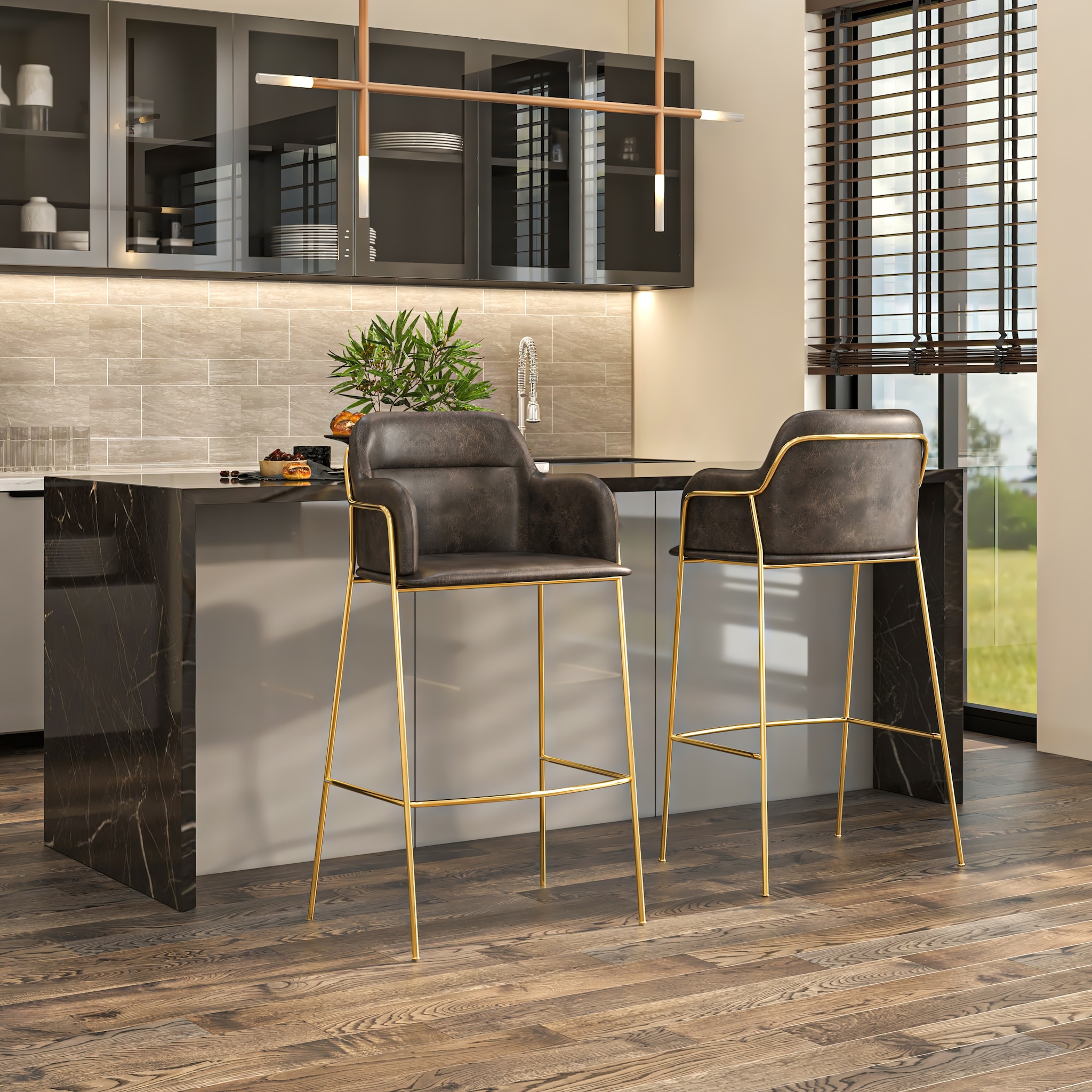 White Leather Counter and Bar Stools - Overstock