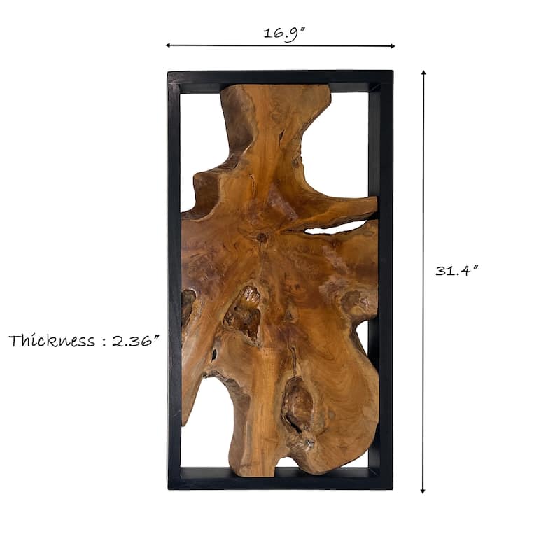 Greenage Teak Wall Decor Abstract Live Edge Wall Sculpture