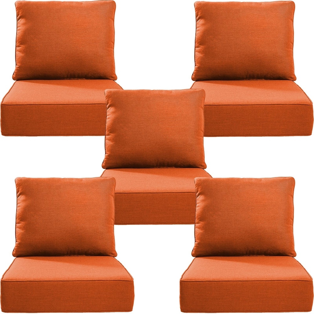 Gymojoy 24"x24"x6" Thick Cushions & Pillows Set - Deep Seat Indoor/Outdoor Water & Fade Resistant