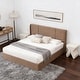 preview thumbnail 48 of 87, Modern Minimalist Upholstered Storage Bed with Lift-Up Platform Brown - King