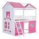 preview thumbnail 5 of 22, Full Size Bunk Wood House Bed with Elegant Windows, Sills and Tent