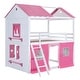 preview thumbnail 5 of 22, Playhouse Design Full Size Bunk Wood House Bed with Elegant Windows, Sills and Tent