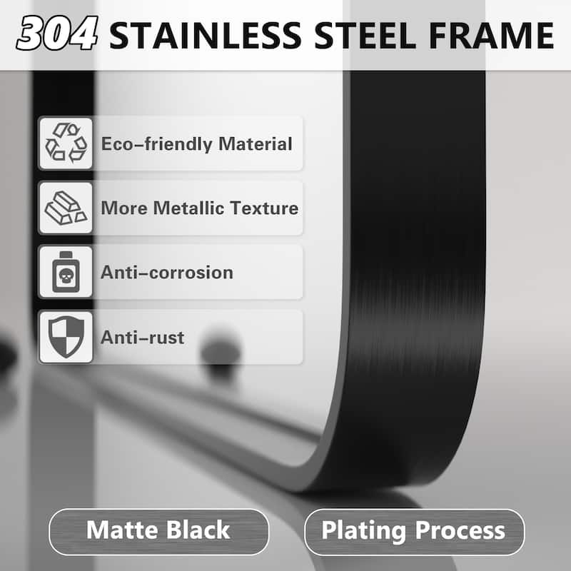 Modern Rounded Rectangle Wall Mirror with Stainless Steel Frame for Bathroom Vanity(1 Piece)