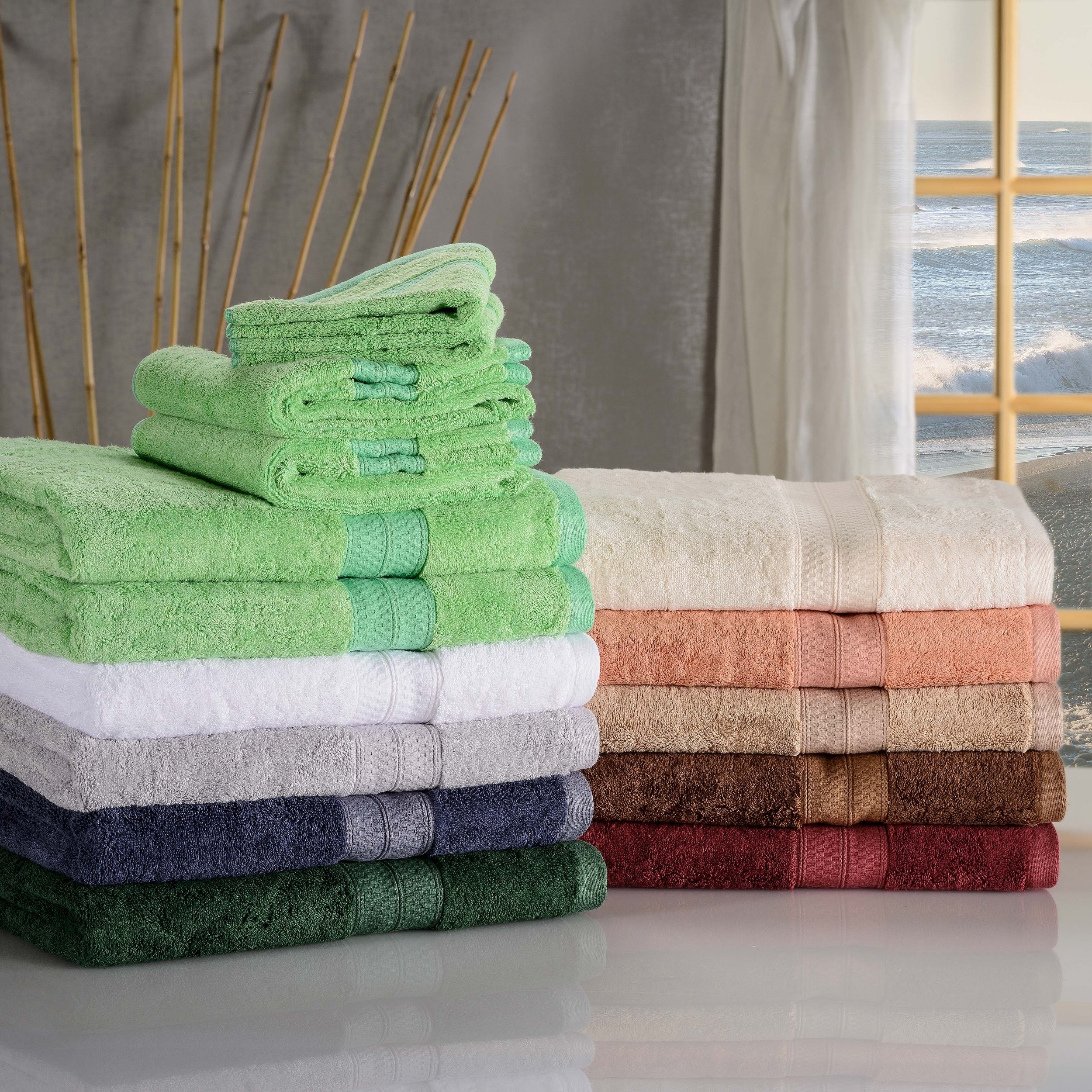 Luxury 8-Piece Bamboo Rayon Bath Towel Set for Spa-Like Softness-image