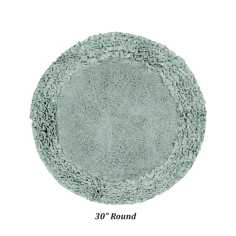 Better Trends Shaggy Border Collection Bathroom Rug -100% Cotton Tufted, Non-Skid Spray Latex Backing, Machine Washable Bath Mat - 30" Round - Sage
