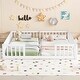 preview thumbnail 1 of 30, Wood Double Twin Size Floor Bed Frame with Fence-Easy to Assemble