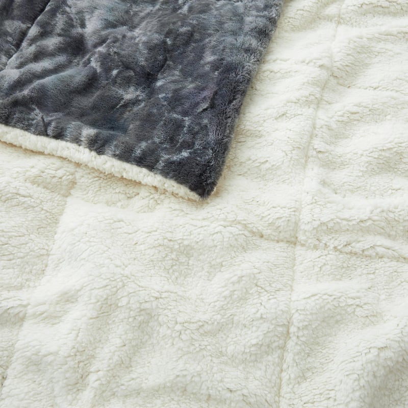 Dual-Side Fluffy Sherpa Comforter Set, Winter Plush Fuzzy Bedding Set