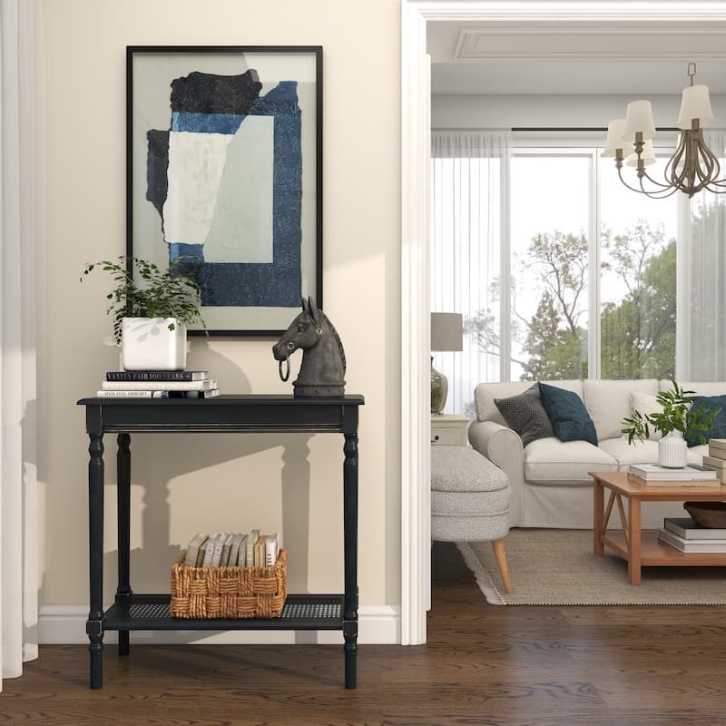 Black Wooden 1 Shelf Console Table