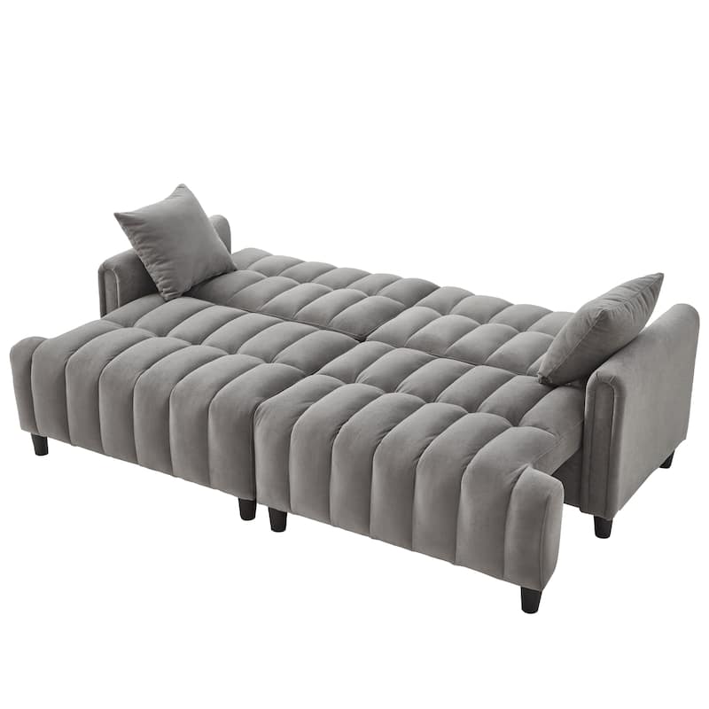 Futon Loveseat Couch Convertible into Sleeper Sofa Bed with Hidden Storage and Adjustable Backrest, Modern Loveseat Sleeper