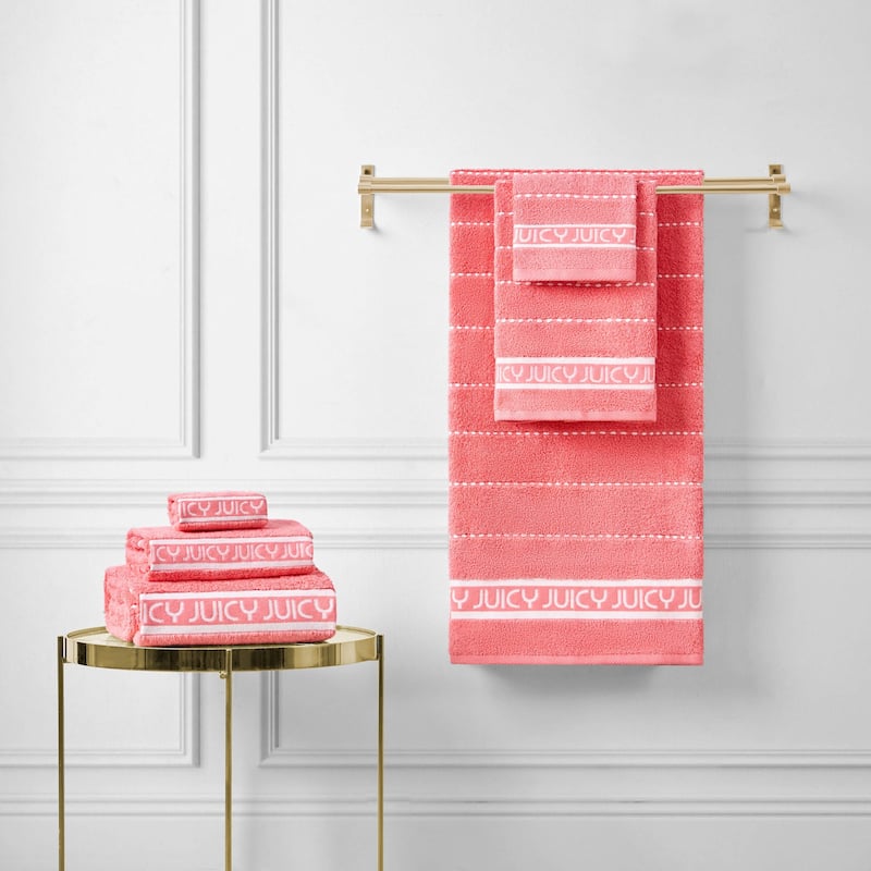 Juicy Couture Cotton Stripe 6 Piece Bath Towel Set 2 Bath towels 2 Hand towels 2 Washcloths - 28"x54"/16"x26"/12"x12"