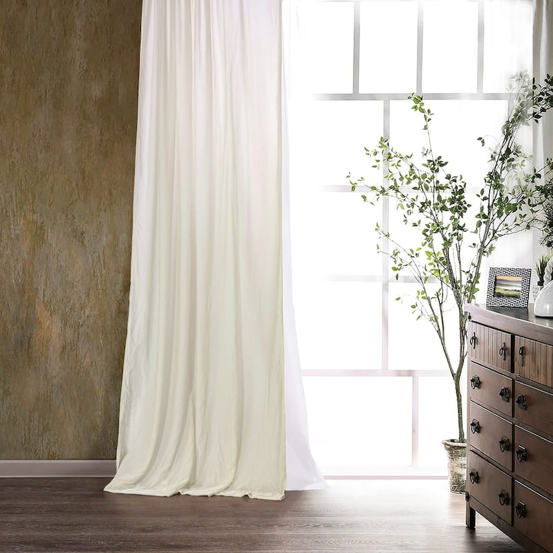 HiEnd Accents Stella Faux Silk Velvet Romantic Western Lined 1 Piece Curtain, 48"x108" - Stone