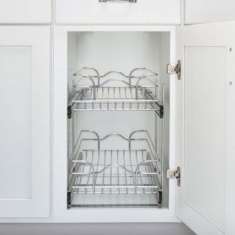 Rev-A-Shelf Pullout 2-Tier Basket Organizer for Kitchen Cabinets, 9 x 22 In, 5WB2-0922CR-1