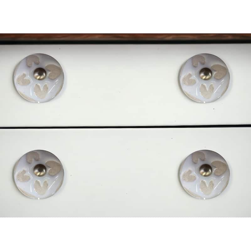 HomeRoots Set of Twelve Beige And White Floral Ceramic Drawer Pull Knobs - 1.5" x 1.5" x 1.5"